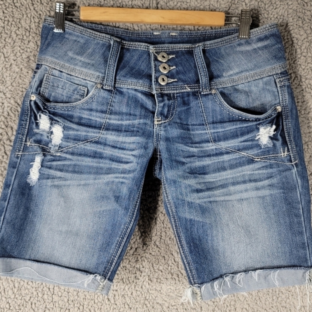 Distressed Blue Asphalt Women's Jean Shorts